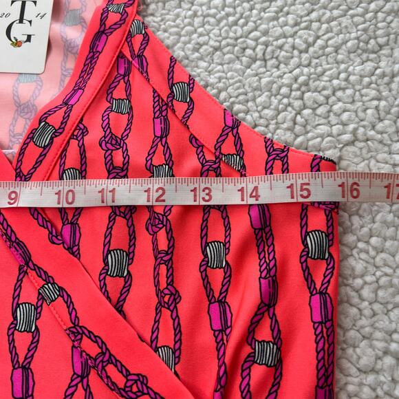 Julie Brown NYC Rope Print Coral Halter Maxi Wrap Dress Small - Picture 10 of 11